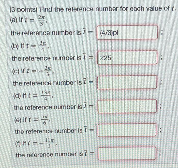 Solved ( 3 points) Find the reference number for each value | Chegg.com