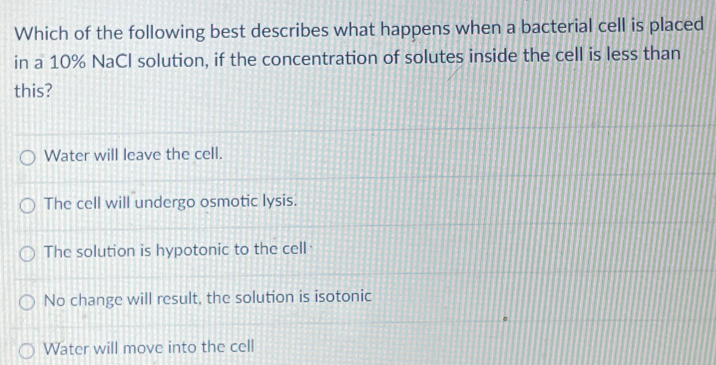 Solved Which of the following best describes what happens | Chegg.com