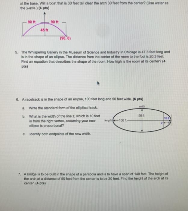 Solved Part B - Applications of Parabolas & Ellipses | Chegg.com