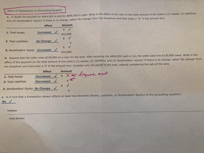 Solved Effect of Transactions on Accounting Equation a. A | Chegg.com