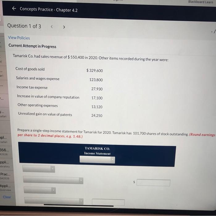 Solved Blackboard Learn + Concepts Practice - Chapter 4.2 | Chegg.com