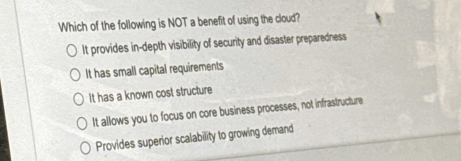 Solved Which of the following is NOT a benefit of using the | Chegg.com