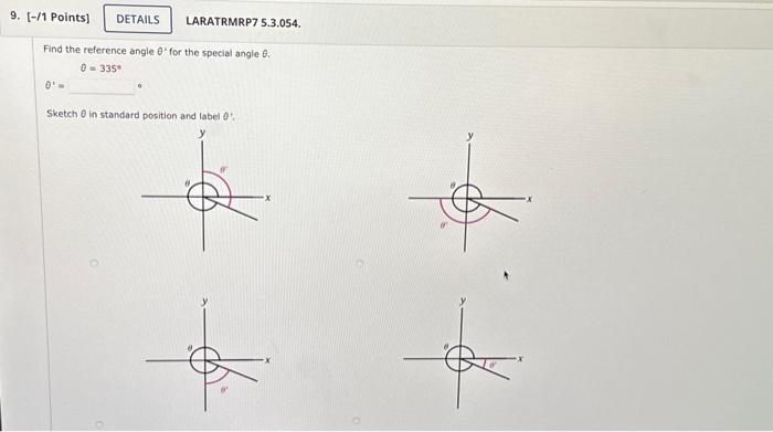 Solved Find The Reference Angle θ′ For The Special Angle θ. | Chegg.com