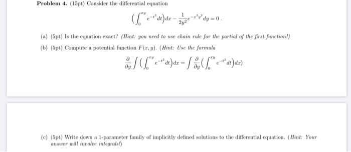 Solved Problem 4. (15pt) Consider The Differential Equation | Chegg.com