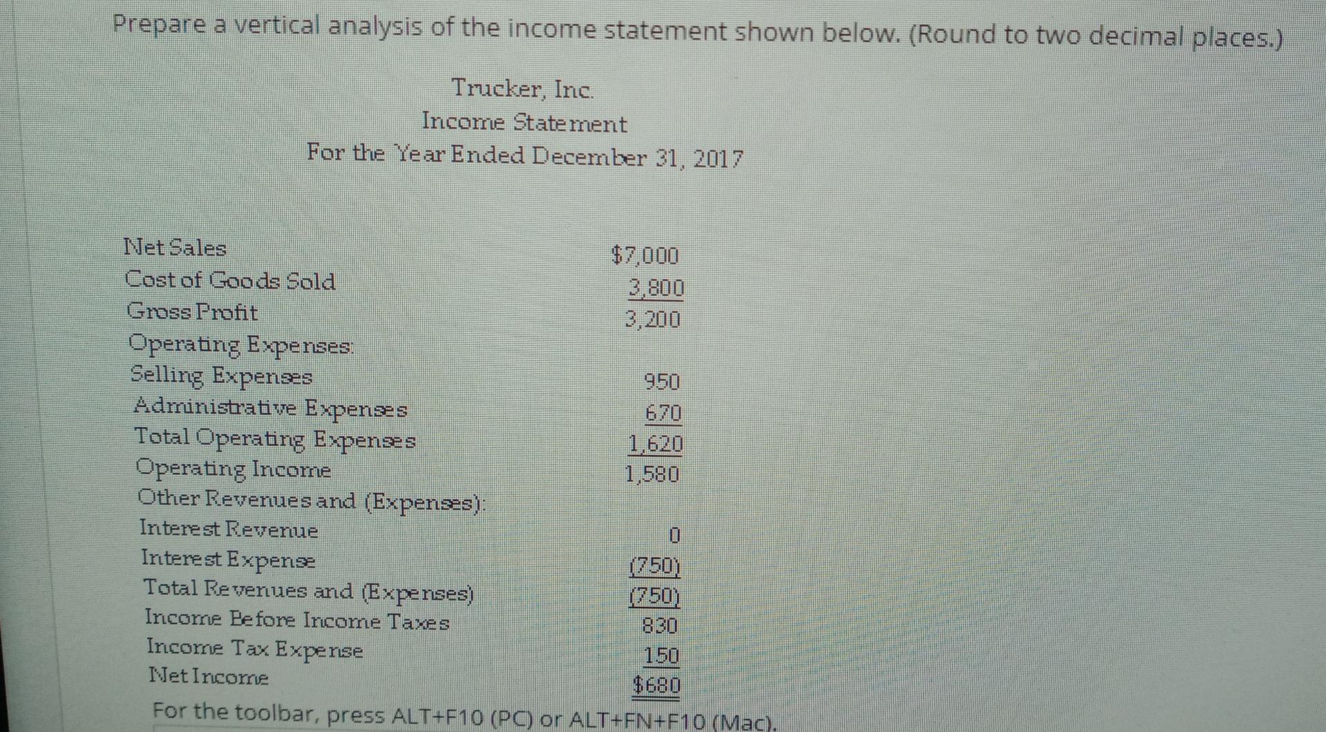 Solved Prepare a vertical analysis of the income statement | Chegg.com