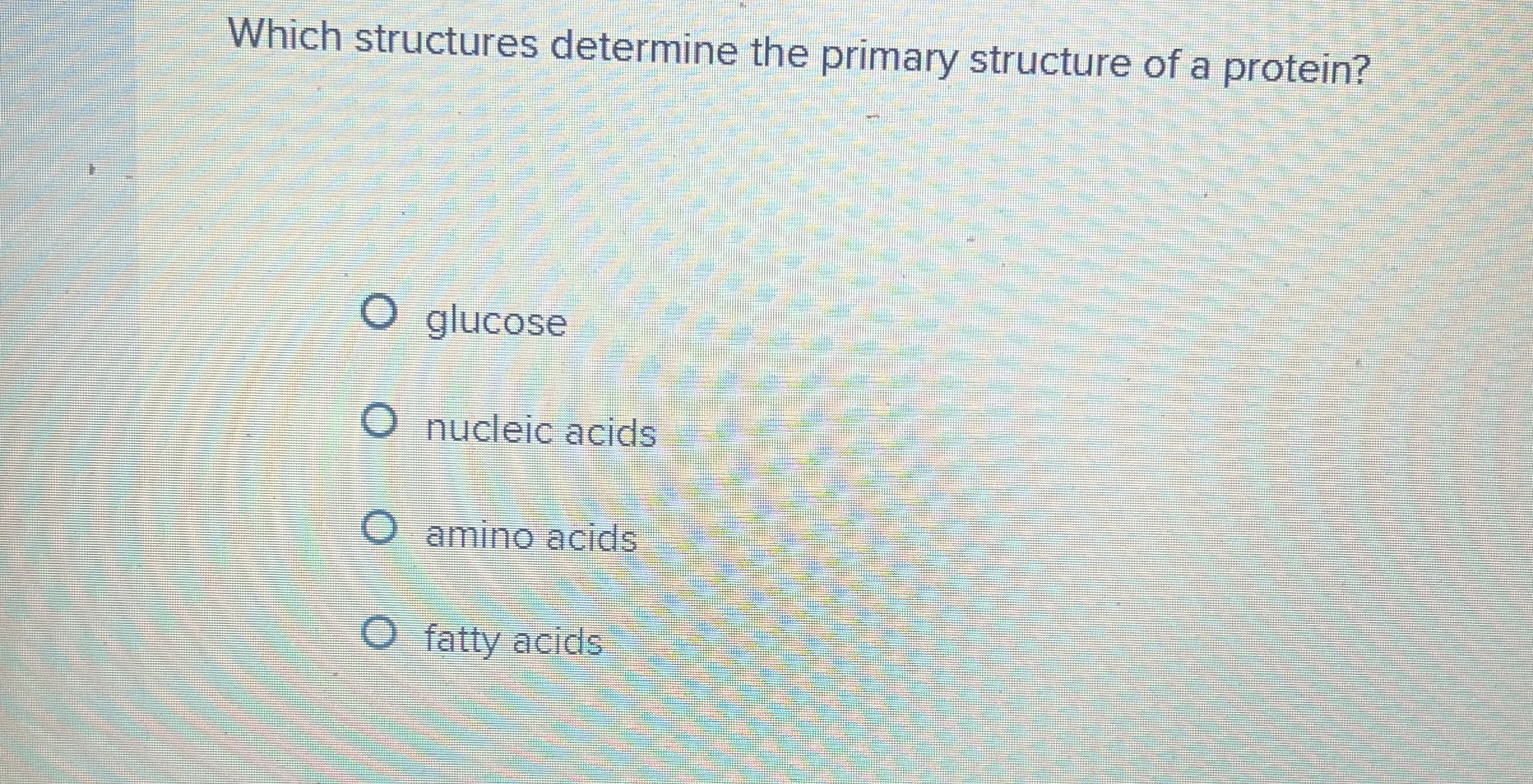 Solved Which structures determine the primary structure of a | Chegg.com