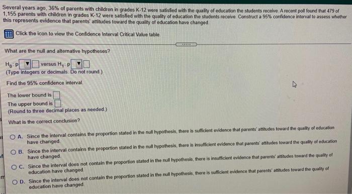 Solved Several years ago 36% of parents with children in | Chegg.com