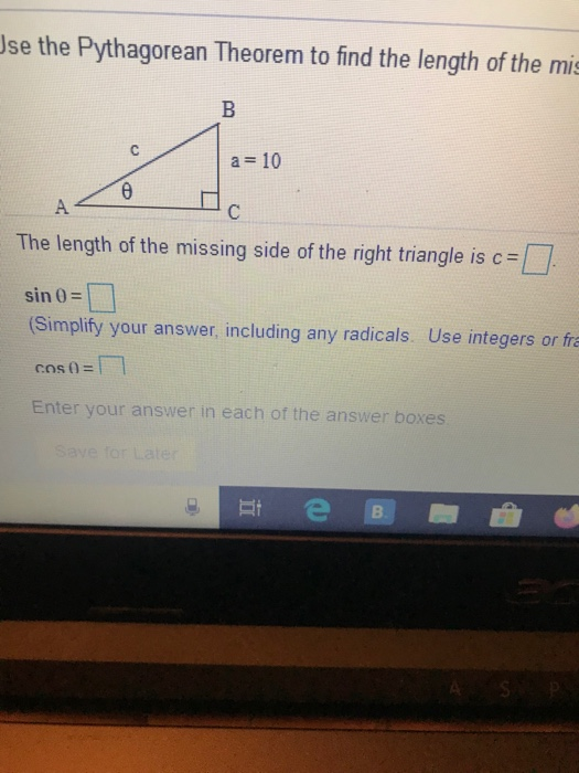Use the Pythagorean Theorem to find the length of the | Chegg.com