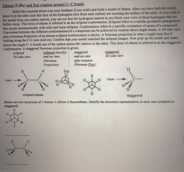 Solved Ethane C2H6 and free rotation around C C bonds Chegg