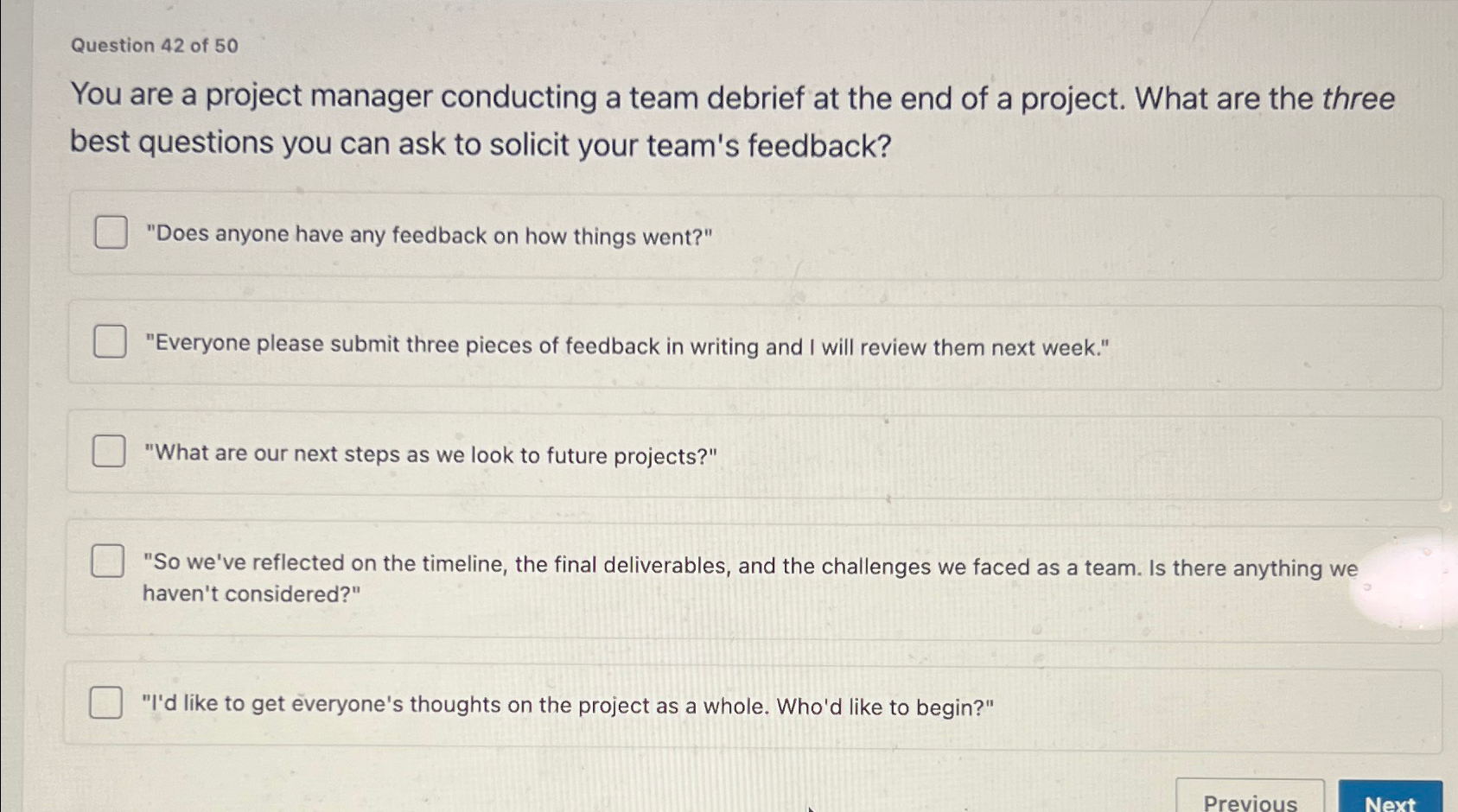 Solved Question 42 ﻿of 50You are a project manager