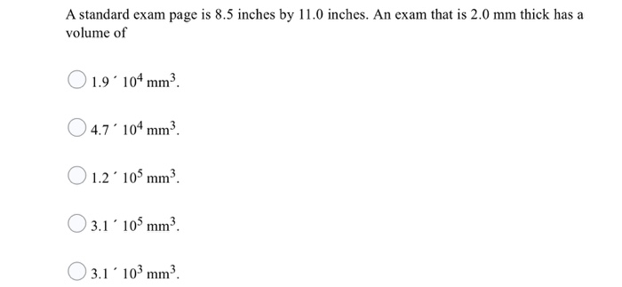 Solved A standard exam page is 8.5 inches by 11.0 inches. An Chegg