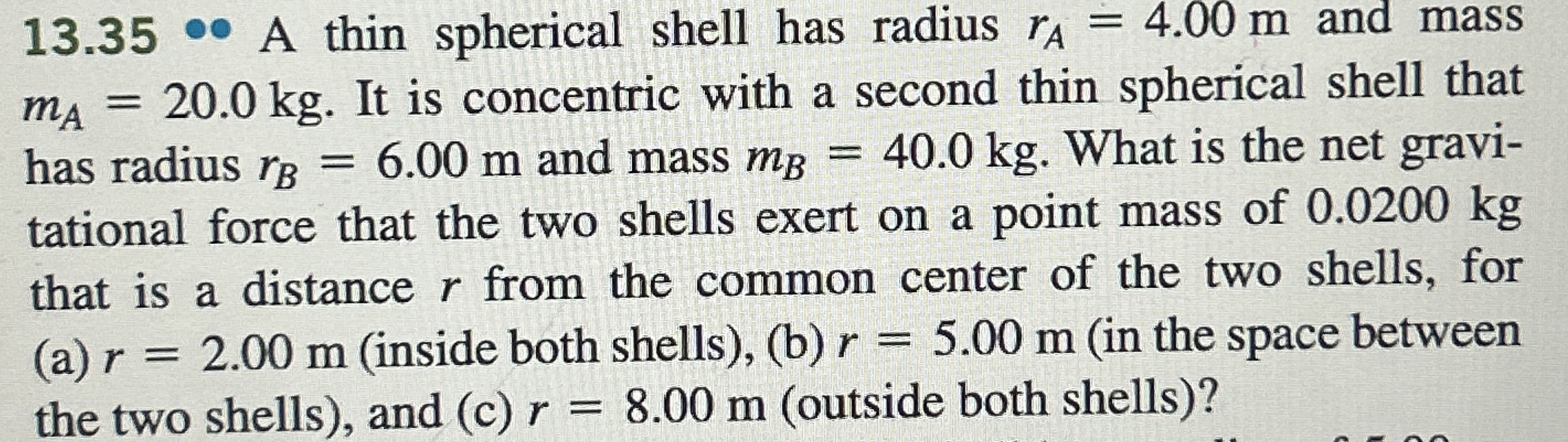 Solved 13.35*A ﻿thin spherical shell has radius rA=4.00m | Chegg.com