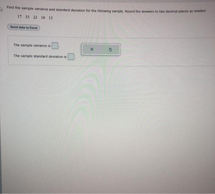 Solved Find The Sample Variance And Standard Deviation For | Chegg.com