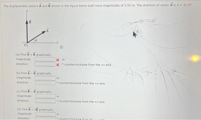 Solved The displacement vectors A and B shown in the figure | Chegg.com