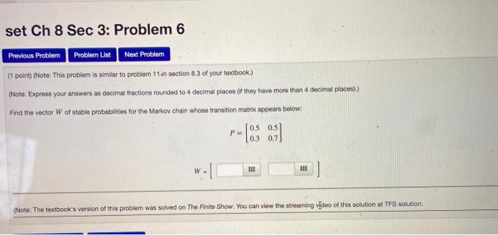 Solved set Ch 8 Sec 3: Problem 6 Previous Problem Probler | Chegg.com