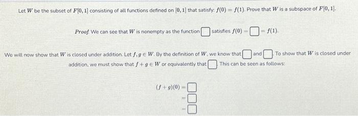 How to Prove a Set of Functions is Closed Under Addition (Example with  functions s.t. f(0) = 0) 