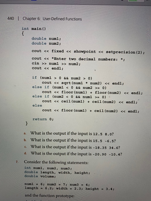 Solved 440 Chapter 6: User-Defined Functions int main() | Chegg.com