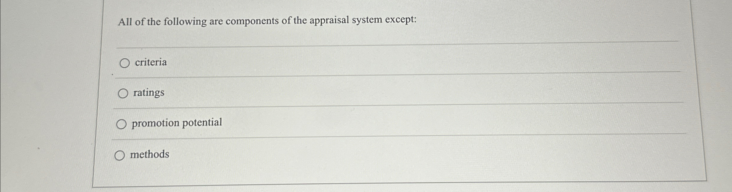 Solved All of the following are components of the appraisal | Chegg.com