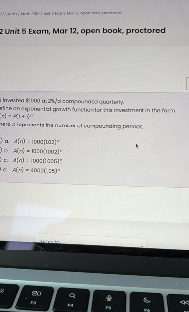 I / ﻿Exams / ﻿Math 030-2 ﻿Unit 5 ﻿Exam, Mor 12, ﻿open | Chegg.com