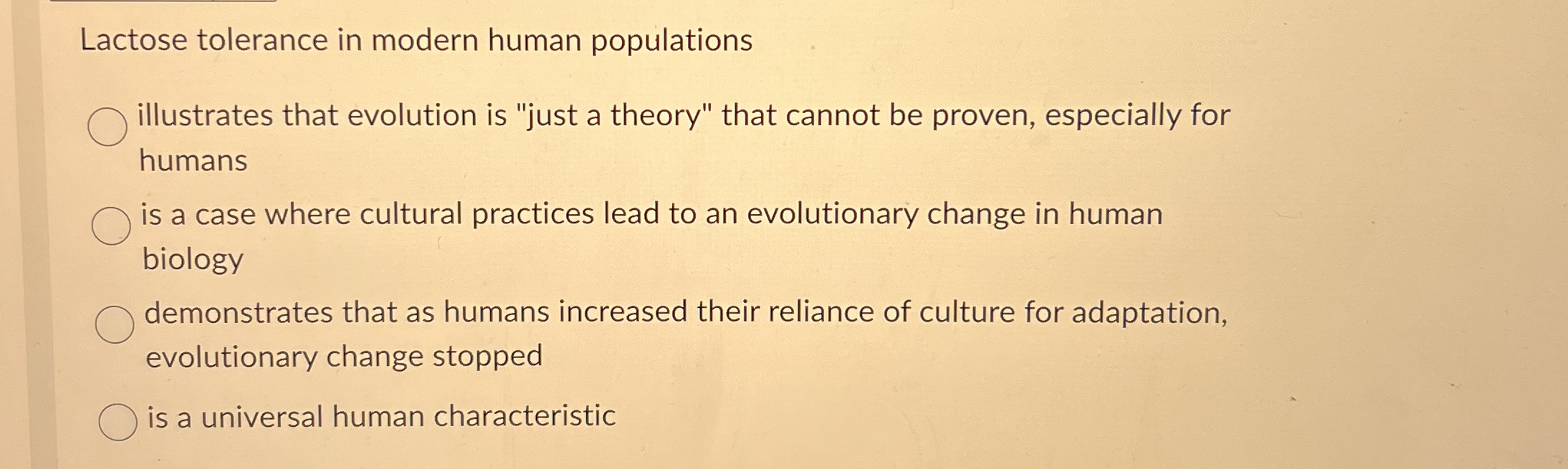 Solved Lactose tolerance in modern human
