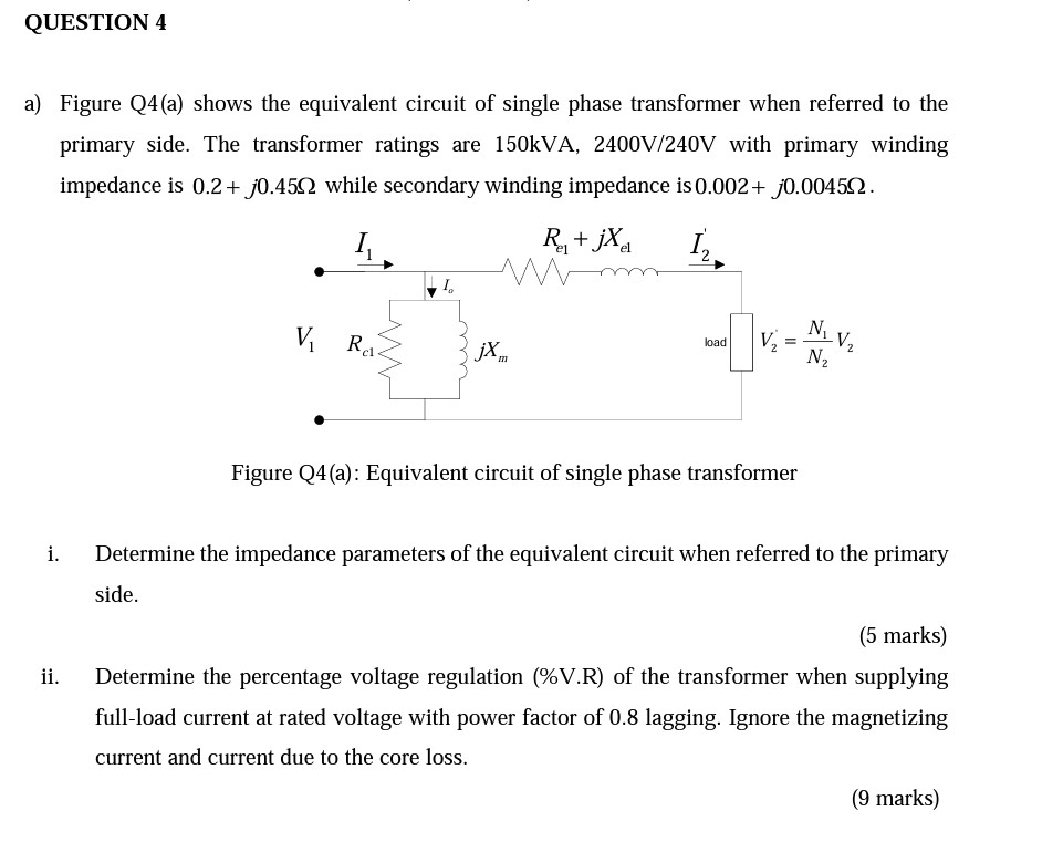 Solved Question 4 A) Figure Q4(a) Shows The Equivalent 