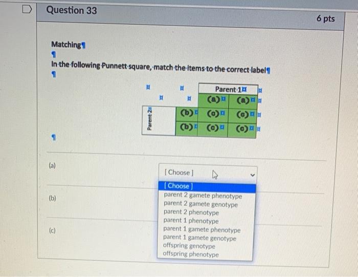 Solved D Question 33 6 pts Matching 1 In the following | Chegg.com