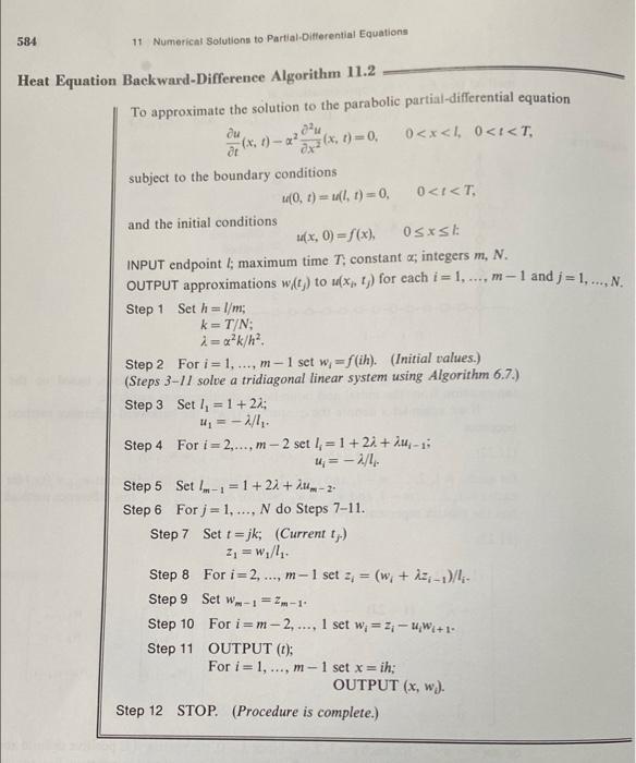 Solved 584 11 Numerical Solutions to Partial Differential | Chegg.com