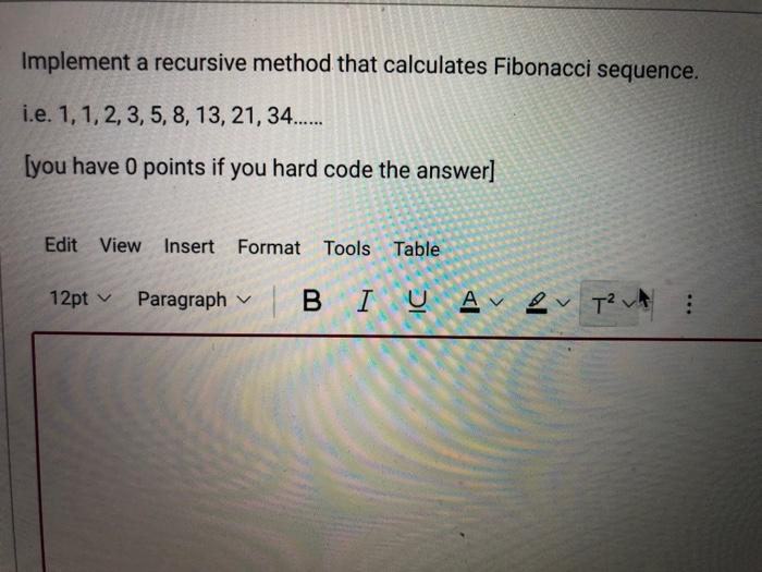 Solved Implement a recursive method that calculates | Chegg.com