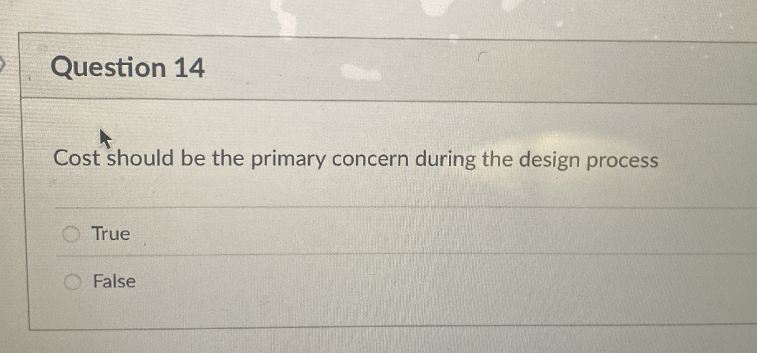 High Quality SOLUTION Question 14Cost should be the primary concern ...