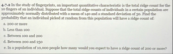 Solved 4.7-2 ﻿In the study of fingerprints, an important | Chegg.com