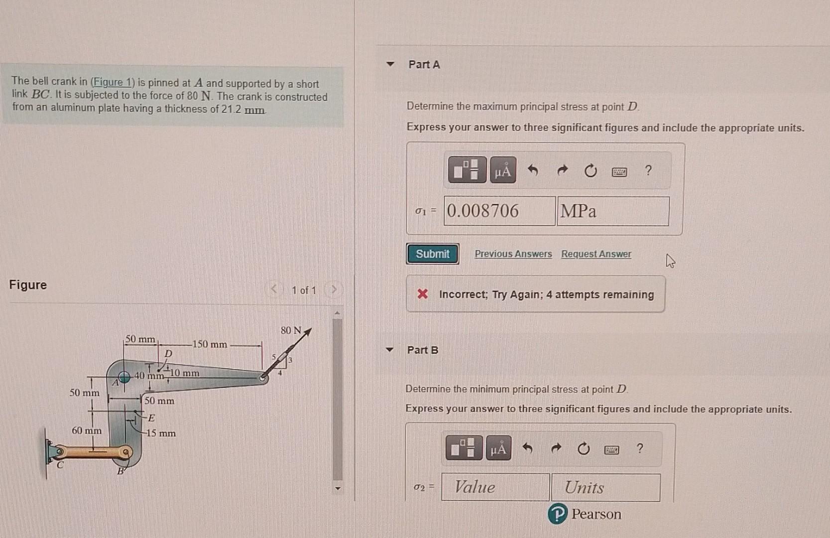 Solved The Bell Crank In (Figure 1) Is Pinned At A And | Chegg.com