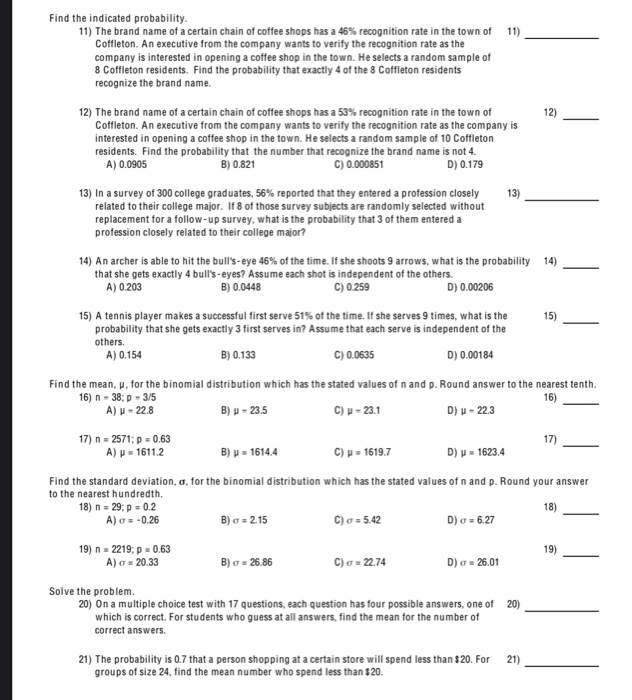Solved Find the indicated probability 11) The brand name of | Chegg.com