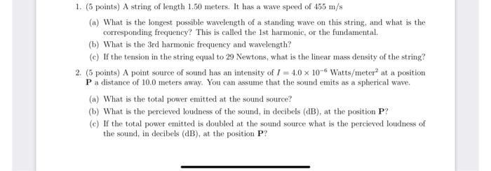 Solved 1. (5 points) A string of length 1.50 meters. It has | Chegg.com