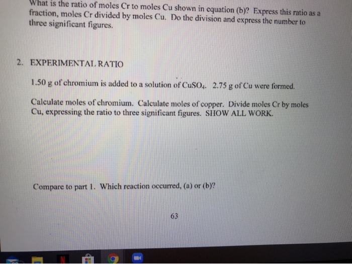 Solved MOLE RATIOS IN CHEMICAL EQUATIONS PRELAB QUESTIONS Chegg