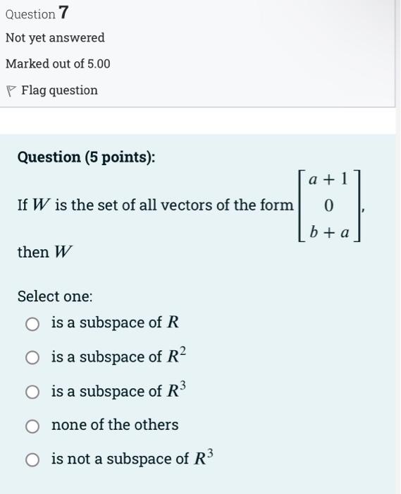 Solved Question 1 Not yet answered Marked out of 5.00 P Flag | Chegg.com