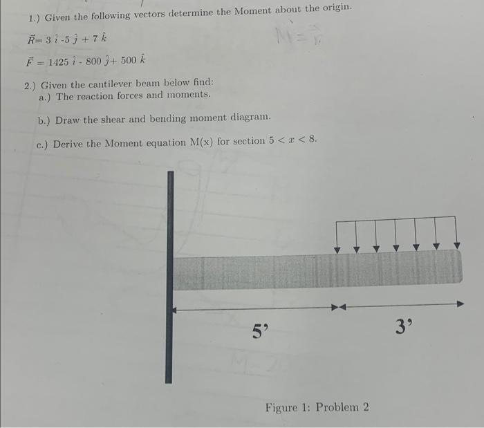 Solved 1.) Given the following vectors determine the Moment | Chegg.com