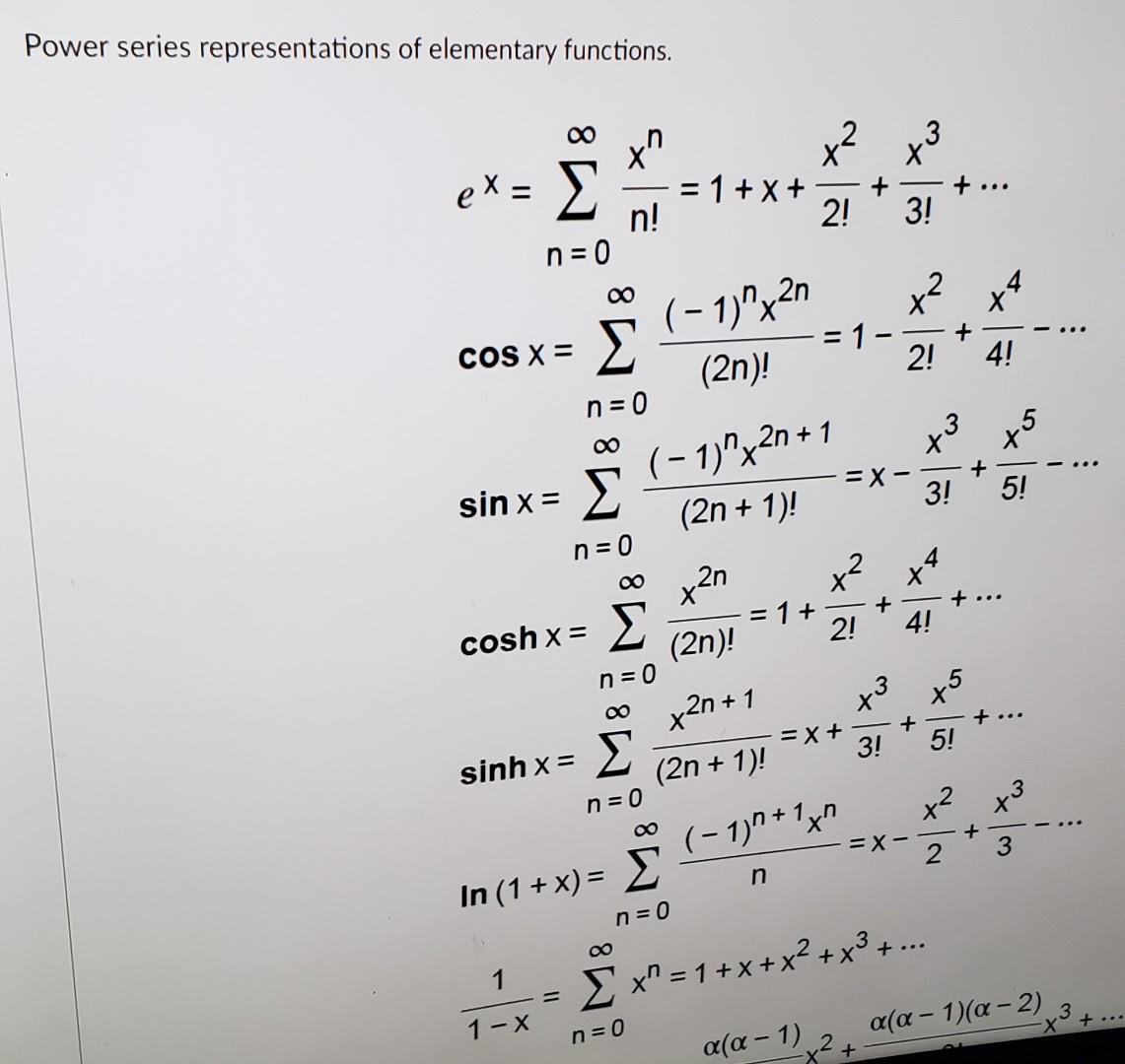 Solved Power series representations of elementary functions. | Chegg.com