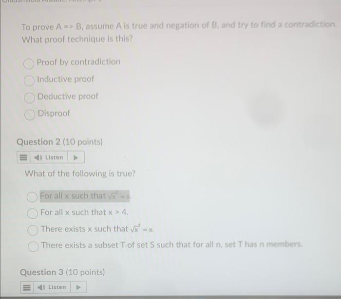 Solved To Prove A => B, Assume A Is True And Negation Of B, | Chegg.com