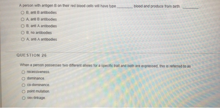 Solved blood and produce from birth A person with antigen B | Chegg.com