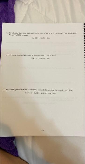 Solved 3. Calculate The Theoretical Yield And Percent Yield | Chegg.com