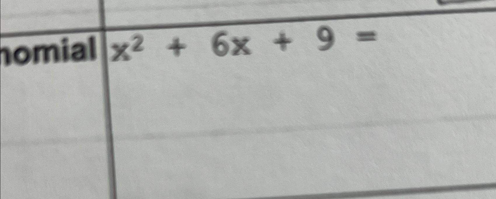 Solved nomial x2+6x+9= | Chegg.com