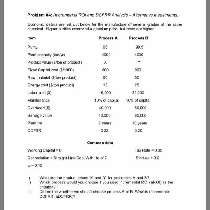 Problem #4: (incremental Roi And Dcfrr Analysis - 