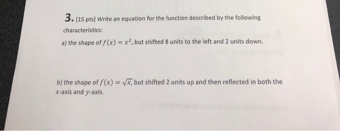 Solved 3. (15 pts) Write an equation for the function | Chegg.com