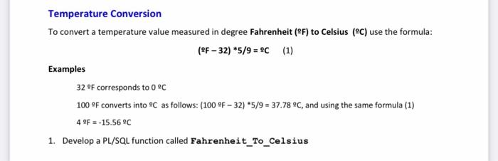 Solved Temperature Conversion To convert a temperature value | Chegg.com