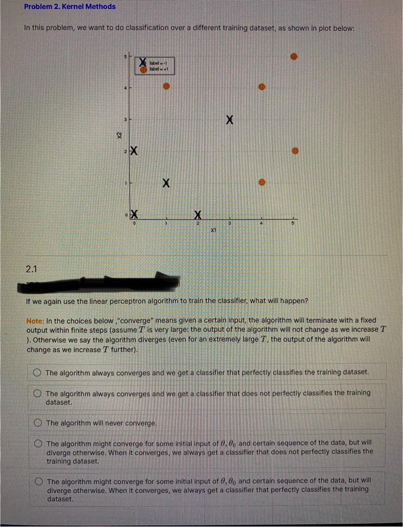 Solved We decide to run the kernel perceptron algorithm over | Chegg.com