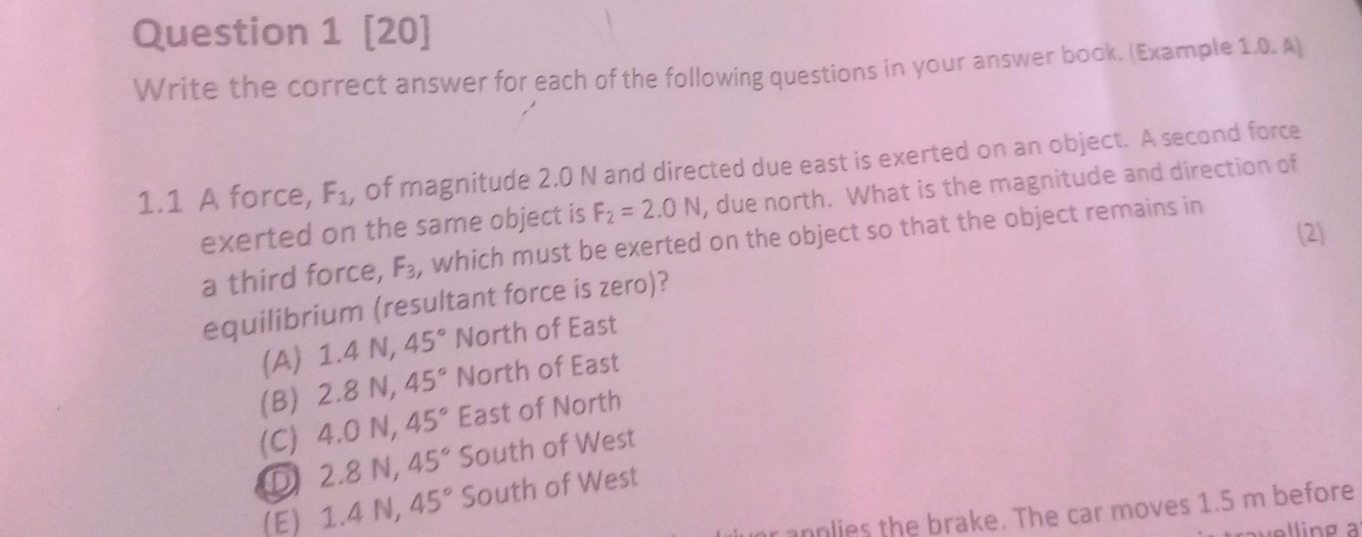 Solved Question 1 [20] Write The Correct Answer For Each Of