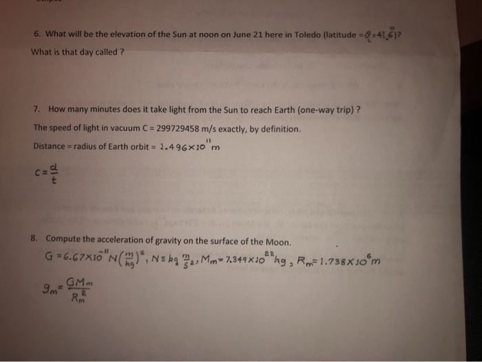 Solved 6. What will be the elevation of the Sun at noon on | Chegg.com