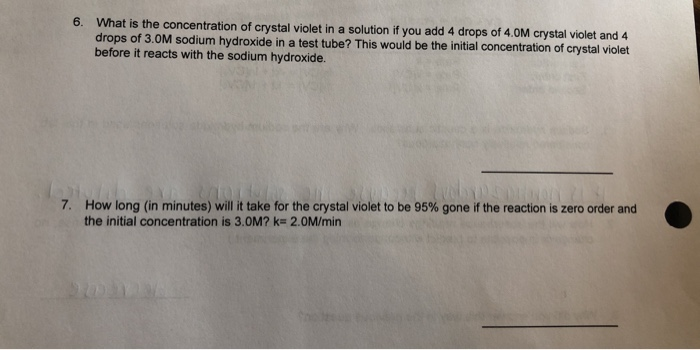 Solved 6. What is the concentration of crystal violet in a | Chegg.com