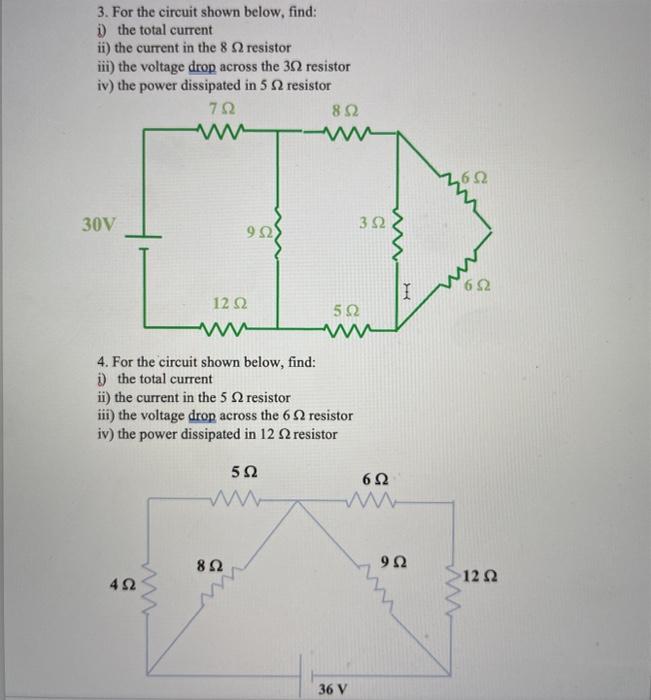 Solved 1. For The Circuit Shown Below, Find: A) The Total | Chegg.com