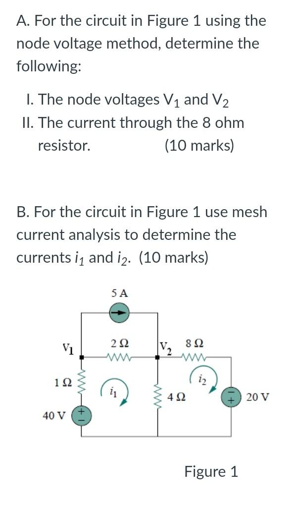 Solved A. For the circuit in Figure 1 using the node voltage | Chegg.com